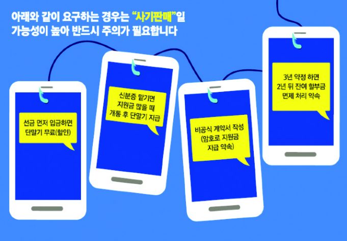 ‘공짜폰’의 유혹, 휴대폰 사기판매 피해 주의!