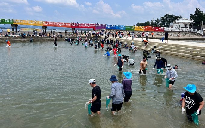 함평군, 돌머리해수욕장 뱀장어 잡기 체험 행사 성황